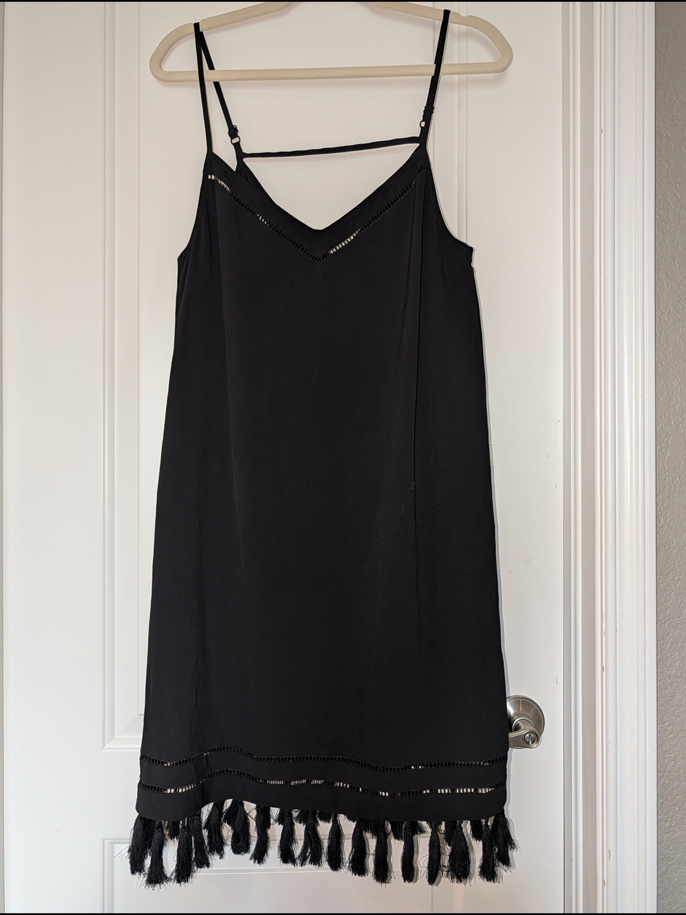 Gianni Bini Black Mini Tassel Slip Dress party‎ event wedding guest NWT